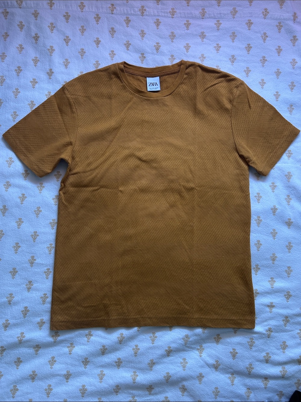 Zara Men Short Sleeve Crewneck Tee in Mustard